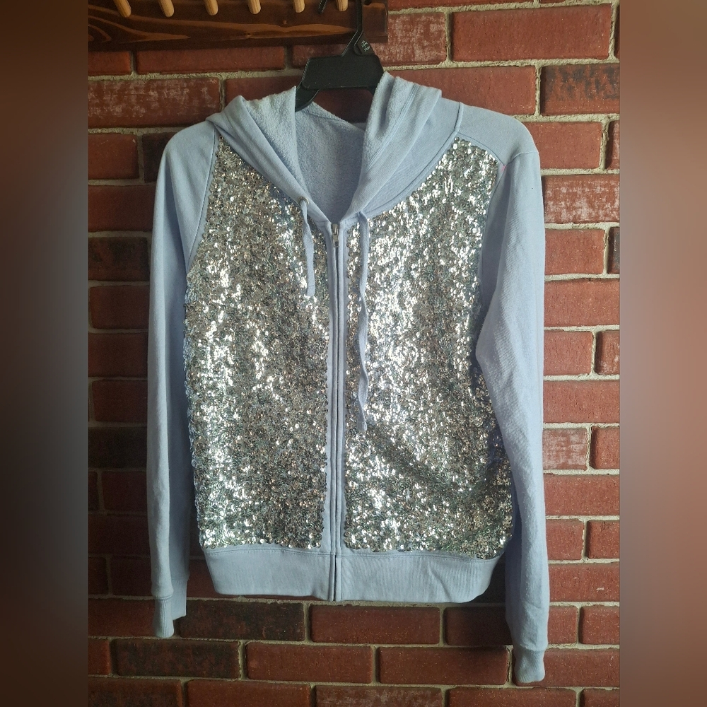 Victoria's Secret PINK silver sequin hoodie